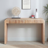 Rustic Wooden Console Table with Drawer Minimalist Design, Ribbed Texture, and Natural Finish W2729P239172