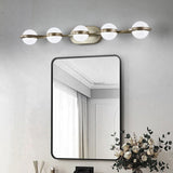 Modern Minimalist Bathroom Vanity Light, LED 5 Bulb Frosted Glass Shades, Wall Mounted Decorative W1340P143675