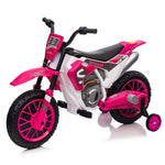 ZUN 12V Kids Ride on Toy Motorcycle, Electric Motor Toy Bike with Training Wheels for Kids 3-6, Rose Red W2181P164393