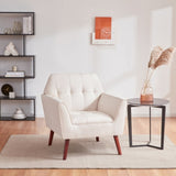 ZUN Accent Chairs for Bedroom, Midcentury Modern Accent Arm Chair for Living Room, Linen Fabric Comfy T2694P194178