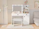 Vanity Desk with Lights, Vanity Set with Mirror, Makeup Vanity Desk with Large Drawers & Three Level W2139P194436