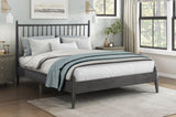Mid-Century Modern Design Full Platform Bed 1pc Gray Finish Wooden Bedroom Furniture Vertical Slats B011P211339