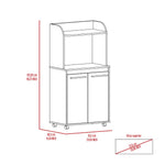 ZUN Kira Kitchen Kart, Double Door Cabinet, One Open Shelf, Two Interior Shelves -White B20091922