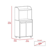 ZUN Kira Kitchen Kart, Double Door Cabinet, One Open Shelf, Two Interior Shelves -White B20091922