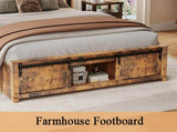 Queen Bed Frame with Upholstered Headboard Wood Platform,Storage Headboard with Charging Station W636P566604