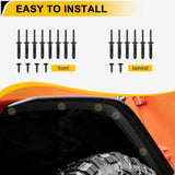 Front & Rear Fender Flares Compatible with 2007-2017 Jeep Wrangler JK JKU, Off-Road Wheel Flares W2801P235722
