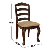 ZUN Set of 2 Fabric Padded Seat Dining Chairs in Dark Walnut and Tan B016P156224