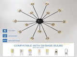 15 Lights Black Vintage Crystal Chandelier Farmhouse Round Hanging Light Fixture for Dining Room 47680282