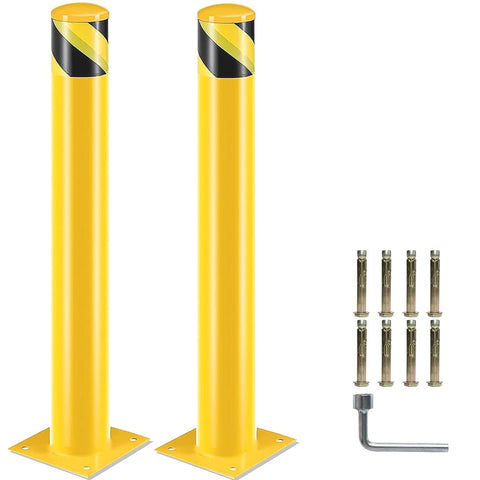 ZUN Safety Bollard Post, 52 Inch Height Steel Bollards, 4.5 Inch Diameter Parking Bollard, Yellow Powder 08548189