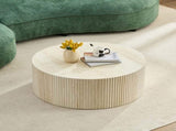 Faux travertine Round Coffee Table with Eye-Catching Relief Design, Travertine W876P362386