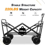 ZUN Collapsible Heavy Duty Beach Wagon Cart Outdoor Folding Utility Camping Garden Beach Cart with 38702383