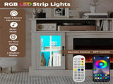58" TV Stand with RGB Fireplace Gray- Smart App Remote Control, 4777 BTU Heater 30487667