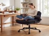 Criss Cross Chair with Flip-Up Arms, Faux Leather Cross Legged Office Chair with Adjustable Height & 78183198