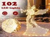 White Cloth Christmas Angel 3.6ft with Moving Wings, 102 LED Warm White Lighted Angel, Plug-in 12V 97723944