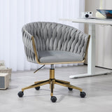 ZUN Modern design the backrest is hand-woven Office chair,Vanity chairs with wheels,Height 72258670