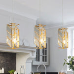 ZUN Modern Crystal Pendant Light - 3 Pack, Adjustable Hanging Ceiling Lamp with Crystal Prism Design for W1340P208480