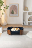 ZUN Scandinavian style Elevated Dog Bed Pet Sofa With Solid Wood legs and Walnut Bent Wood Back, W794125923