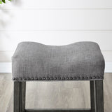 ZUN CoCo Upholstered Backless Saddle Seat Counter Stools 24" height Set of 2, Gray T2574P164809