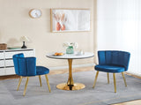 Modern BLUE dining chair with iron tube golden color legs, velvet and comfortable W234P256814