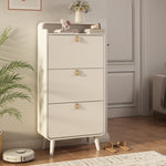 ZUN Modern Arc Design Shoe Cabinet With 3 Drawers,Shoe Storage Cabinet for Entryway,Outdoor,White Finish W760P144072