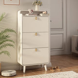 ZUN Modern Arc Design Shoe Cabinet With 3 Drawers,Shoe Storage Cabinet for Entryway,Outdoor,White Finish 57329675