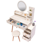 ZUN Stylish Vanity Table + Cushioned Stool, Touch Control LED Mirror, Large Capacity Storage Cabinet, 5 62148711