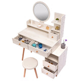 ZUN CRAZY ELF Stylish Vanity Table + Cushioned Stool, Touch Control LED Mirror, Large Capacity Storage W936110479