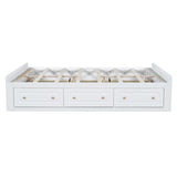 Wood Queen Size Platform Bed Frame with 6 Drawers, White 07431345