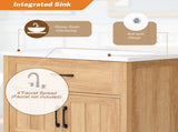 30" Bathroom Vanity with Resin Sink, Solid Wood Frame Bathroom Sink with Adjustable Shelf, N710P405952P