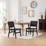 ZUN Hengming saddle leather woven dining chair, solid wood legs, suitable for dining and living W212106055