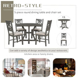 ZUN 5-Piece Round Dining Table and Set with Special-shaped Legs and an Exquisitely Designed Hollow 25692411