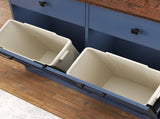 Farmhouse Blue Double Tilt Out Trash for 20 Gallon Trash Cans, Free Standing Recycling 19080541