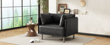 39" Vintage Black Faux Leather Lounge Chair with Polyester and PU Leather Upholstery, Solid Wood N767P208310K