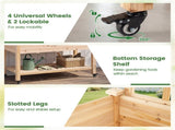 47" Raised Garden Bed with Trellis & Rolling Wheels, Mobile Fir Wood Planter Box for Climbing Plants 08015692
