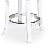 30" Bar Stool, White Finish, Black Leather Seat B04660737