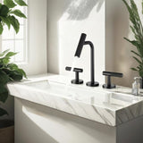 Two Handles Widespread 8 inch Bathroom Matte Black 3 Pieces Basins Lavatory Sink W1217P298894