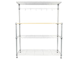 Four-tier Powder Coating Baker's Rack Microwave Oven Rack with MDF Board & 6pcs Wave Rod Silver 74681402