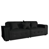 ZUN Black, Velvet cloth Modern Indoor Sofa With Three Pillows, 93.50"*35.23"*30.70" 57782295