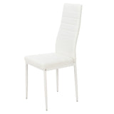 ZUN 4pcs Elegant Assembled Stripping Texture High Backrest Dining Chairs White 40655595