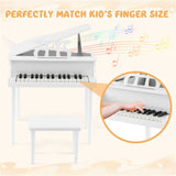 White Kids Piano 30-Key Wood Toy Kids Grand Piano with Bench and Music Rack 66135554
