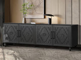 Carved Flower Door Large Storage Cabinet With Metal Handle Suitable For Living Room, Kitchen, W1445P164168
