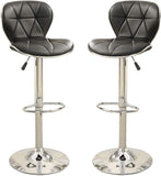 ZUN Black Faux Leather Stool Counter Height Chairs Set of 2 Adjustable Height Kitchen Island Stools Gas B01149734