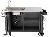 Outdoor Grill Table with Sink, Grill Cart with 304 Stainless Steel Sink and Cabinet, Outdoor Grill W3190P293812