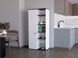 White and Black 1-Door Multistorage Kitchen Pantry B062P175070