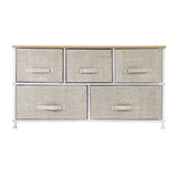 ZUN 2-Tier Wide Closet Dresser, Nursery Dresser Tower With 5 Easy Pull Fabric Drawers And Metal Frame, 83038554