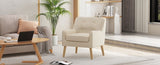 Mid-Century Modern Armchair - Tufted Fabric Accent Chair with Solid Wood Legs for Living Room, N767P257565B