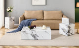 ZUN Modern MDF Coffee Table with Marble Pattern - 39.37x23.62x11.81 inches - Stylish and Durable Design W1151119518