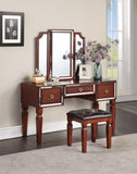 Luxurious Majestic Classic Cherry Color Vanity w Stool 3- Storage Drawers 1pc Bedroom Furniture B011111850