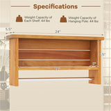 Wood Wall-Mounted Storage Shelf with Towel Bar 61664598