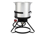 13*32inch Four-Piece Set, Black Round Iron Stove Frame, Silver Aluminum 30qt Turkey Pot 10qt Fish 39889046